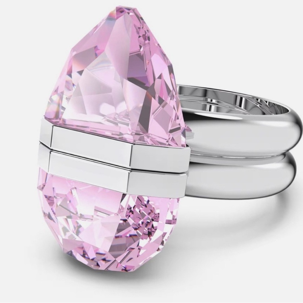 NWT SWAROVSKI Lucent Ring, Rhodium Plated, Pink Crystal